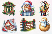 Vintage Christmas Farm Clipart, an Illustration by Dream Creation (Thumbnail 6 of 7)