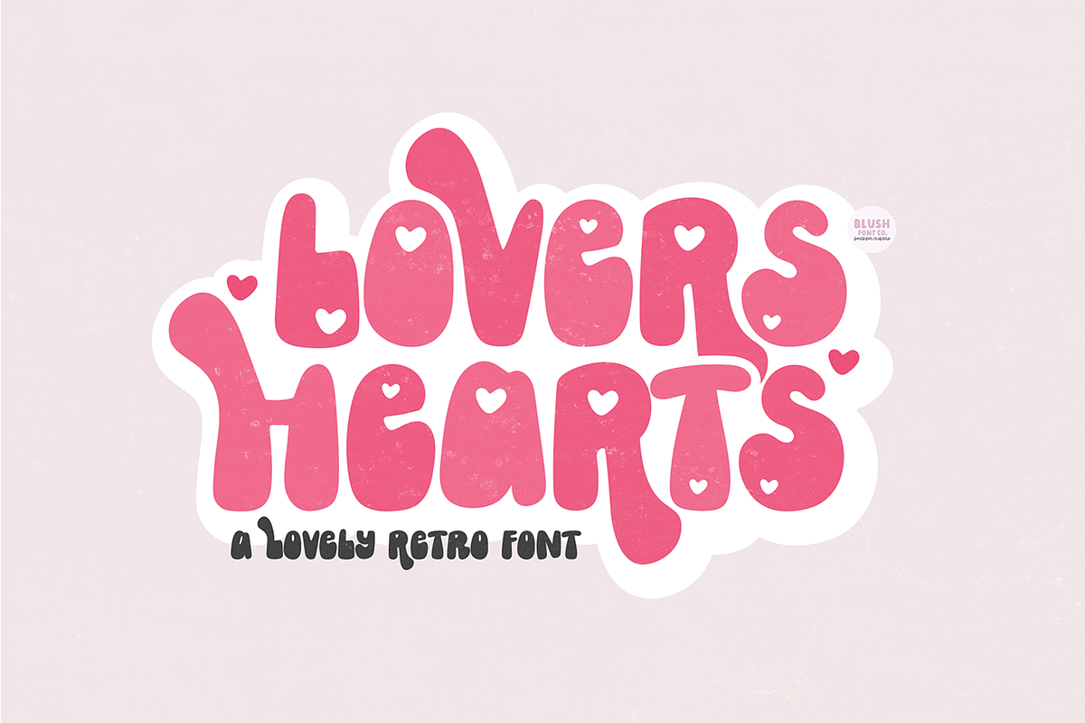 LOVERS HEARTS a Retro Valentine Font, a Font by Blush Font Co. (Photo 1 of 9)
