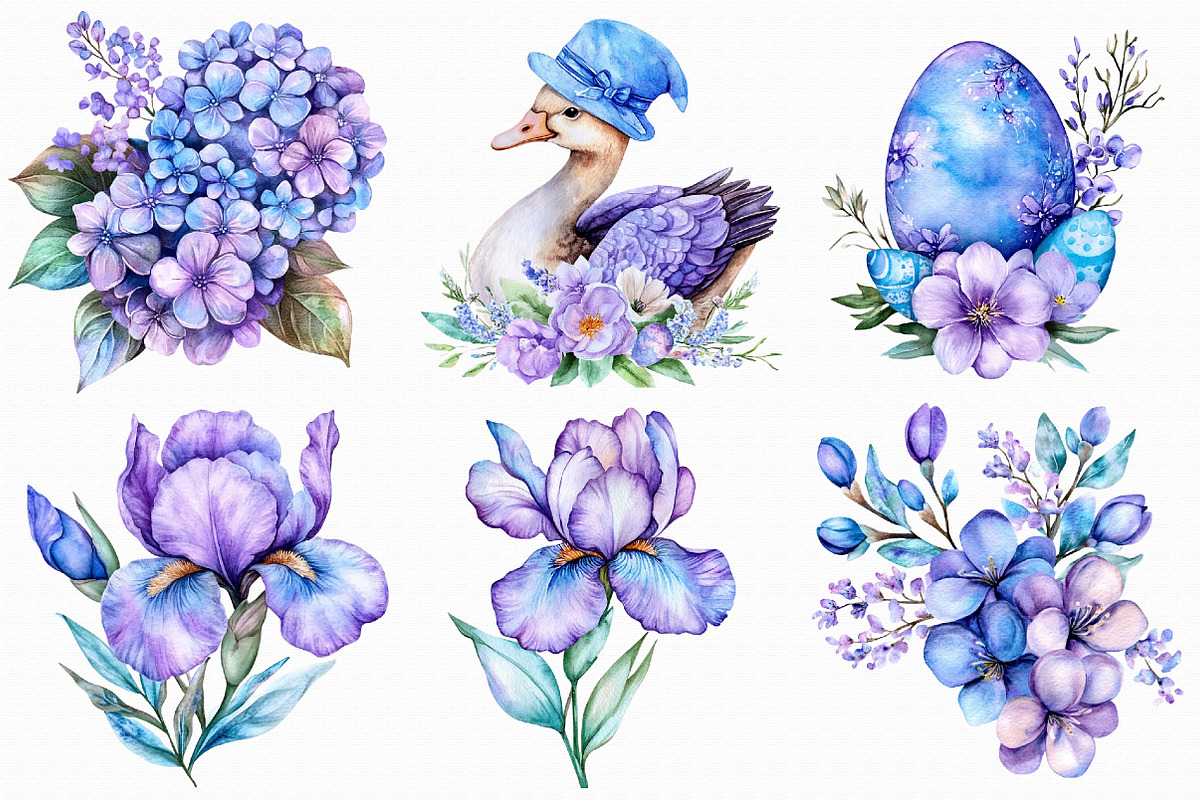 Watercolor Purple Easter Clipart Bun, an Illustration by Libby Wishes (Photo 7 of 7)