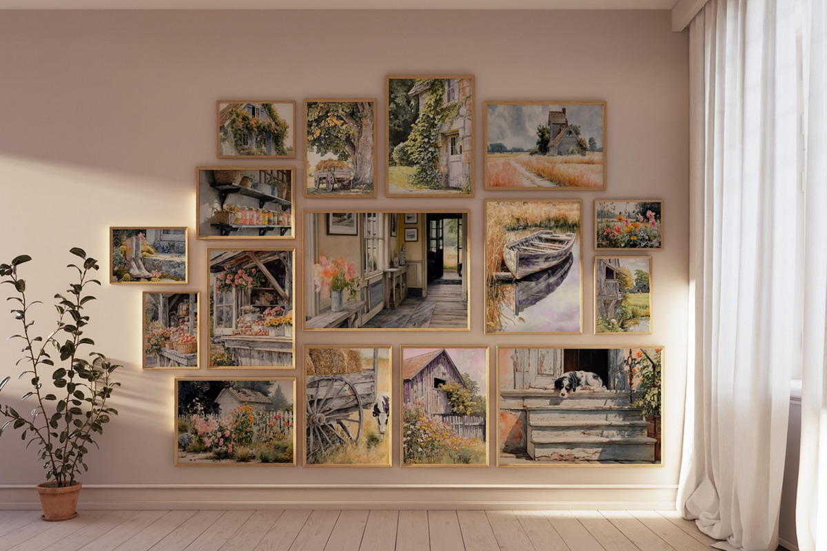 Watercolor Farmhouse Wall Art Set, a Decorative Illustration by PrintablesByFranklyn (Photo 2 of 10)