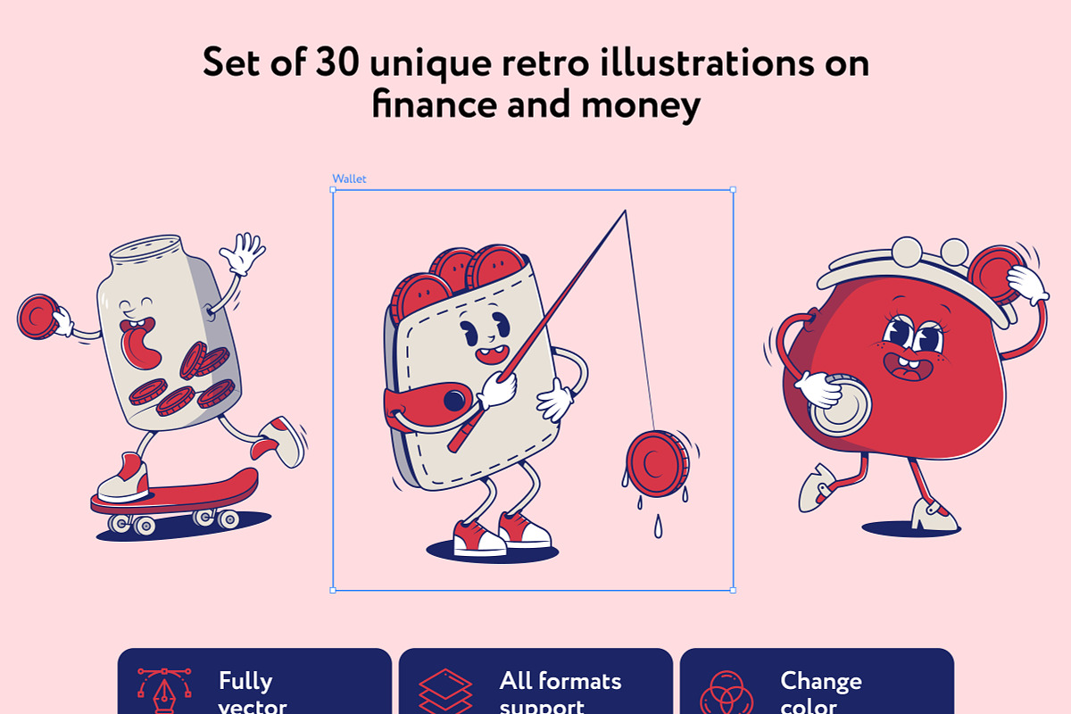 Finrety Finance Retro Illustrations, a Finance Illustration by Welovegraphics (Photo 2 of 8)