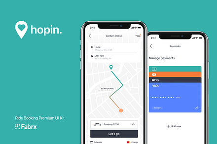 Hopin. Ride Booking App UI Kit