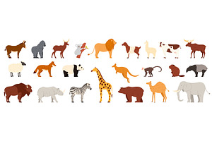 Wild and farm animals set, different, an Animal Illustration by Flashvector