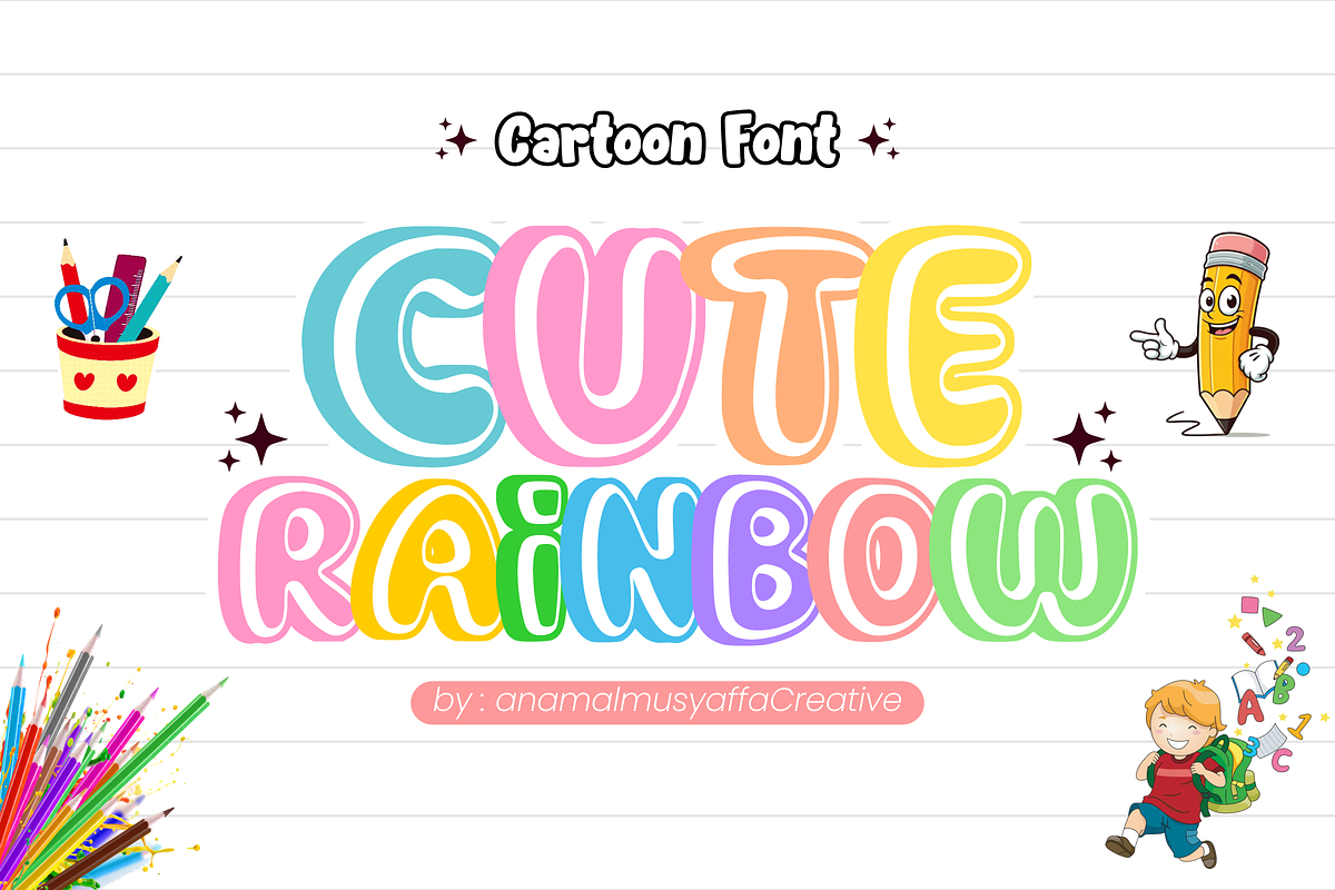 Cute Rainbow - Display Font, a Font by KiddoGlyphs Studio (Photo 1 of 5)
