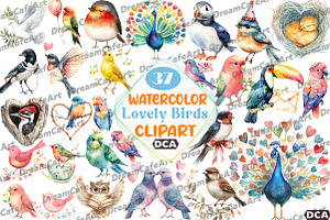 Lovely Birds Clipart Bundle, an Illustration by DreamCafeArt