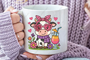 Highland Cow and Flowers PNG, an Illustration by CraftArtStudio (Thumbnail 2 of 4)