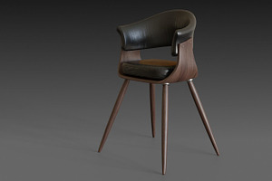 Wooden Chair With A Dark Leather