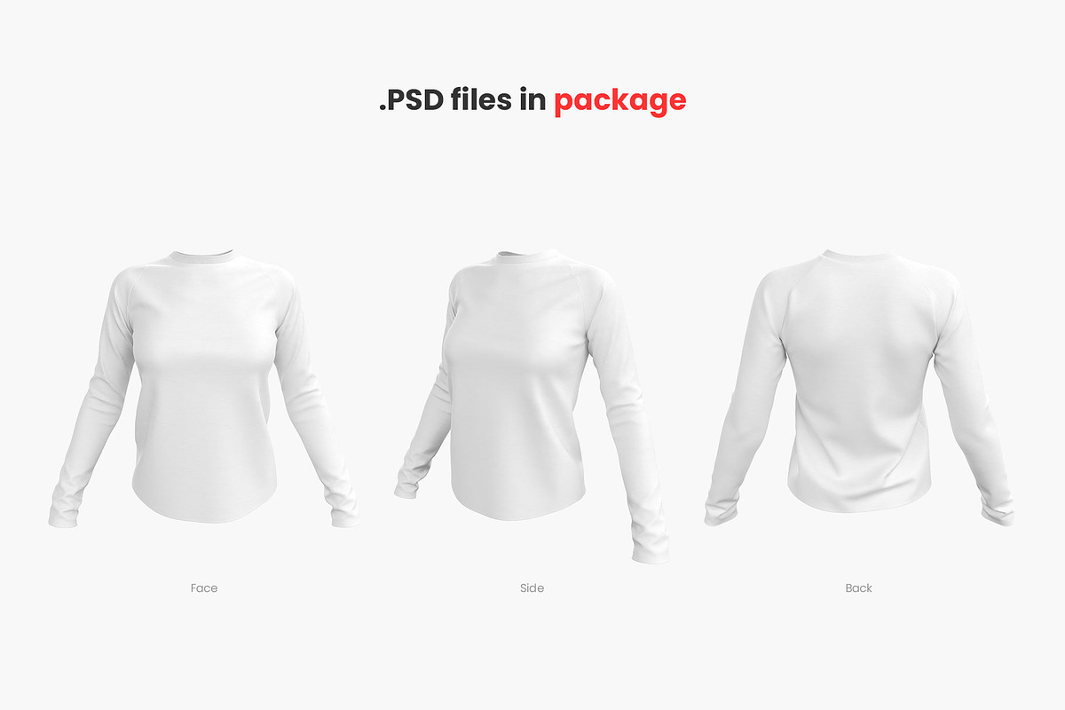Long Sleeves Women T-Shirt Mockup, a Shirt Mockup by Mockup+ (Photo 2 of 5)