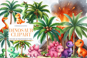 watercolor Dinosaur clipart, an Illustration by Designworld