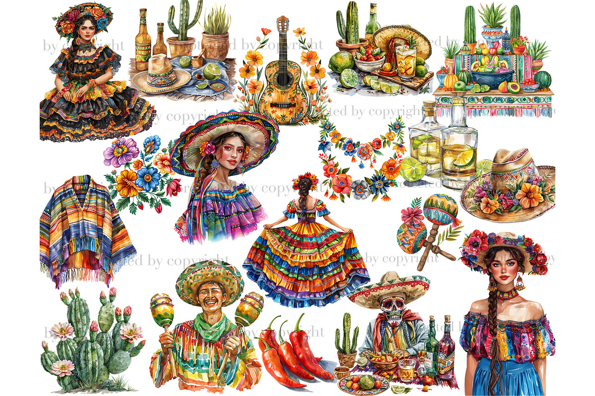Fiesta Clipart | Cinco De Mayo Bundl, a Person Illustration by GlamArtZhanna (Photo 3 of 6)