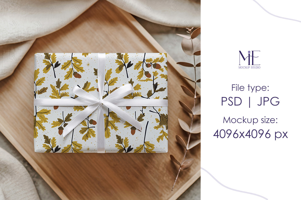 Wrapping Paper Gift Box Mockup PSD, a Packaging Mockup by Mie Mockup Studio (Photo 6 of 7)