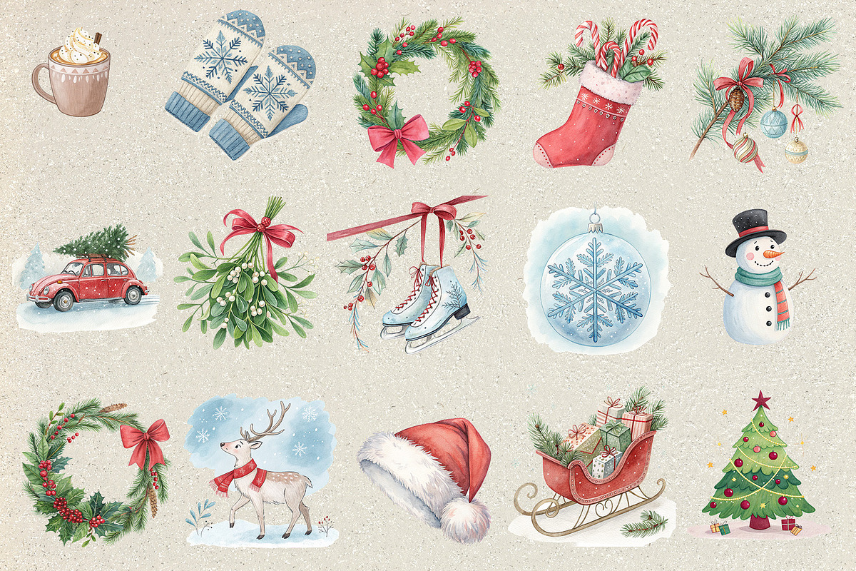 Cozy Christmas Holiday Set, a Seasonal Illustration by RevintageStudio (Photo 5 of 6)