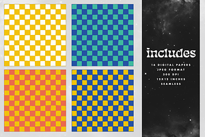 Vibrant Checker & Grid Pattern Set