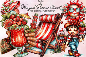 Whimsical Summer Clipart Bundle., an Illustration by SVGArt