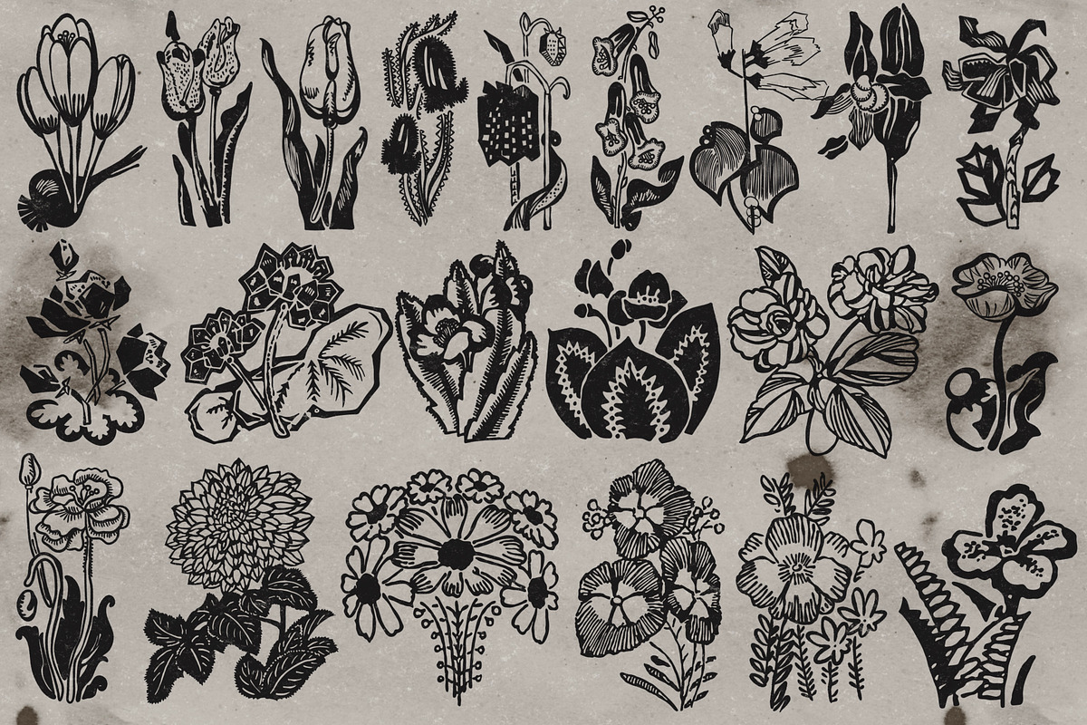 Retro style flower stamps Procreate, a Brush Add-On by TheWhiteCatLab (Photo 3 of 5)