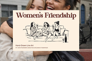 Women's Friendship: Vector Line Art, a Person Illustration by divanovskaya_nv
