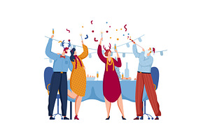 Three people celebrating New Year's