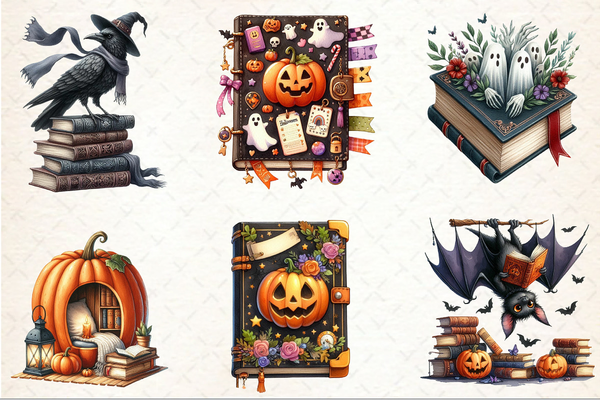 Halloween Reading Clipart, a Seasonal Illustration by Rose Art (Photo 2 of 7)