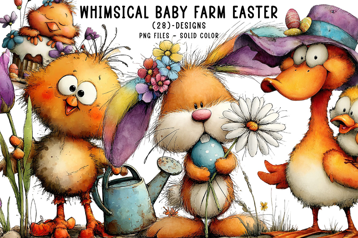 Whimsical Baby Farm Easter Clipart, an Illustration by CreationArt (Photo 1 of 6)