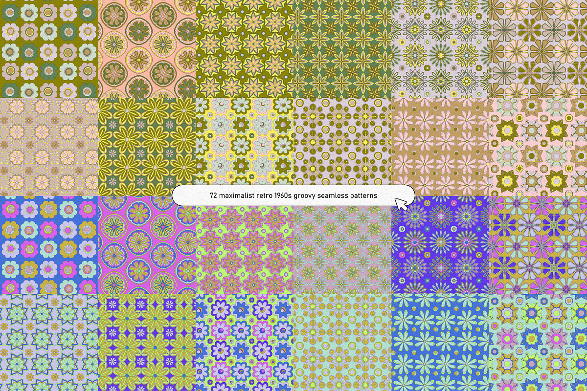 60s Vector Floral Patterns, a Pattern Graphic by angelainthefields (Photo 5 of 10)
