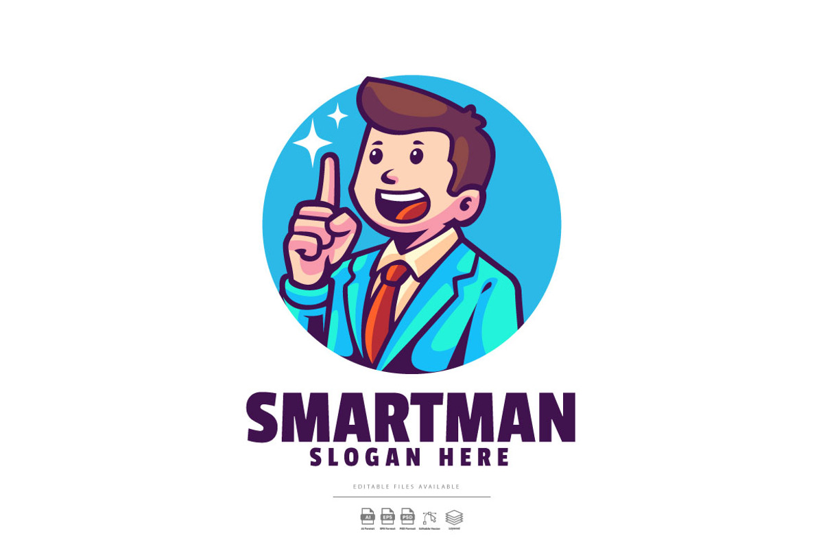 Smart Man Mascot Logo, a Branding & Logo Template by Ary_ngeblur