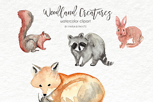 Watercolor Clip Art - Forest Animals