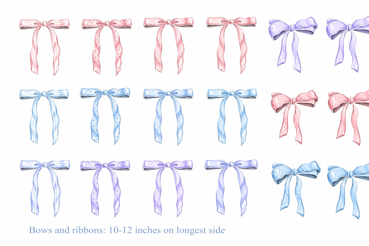Watercolor bows PNG clipart, an Object Illustration by Alena Kurian (Photo 3 of 3)