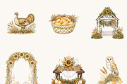 Watercolor Fall Harvest Clipart, an Object Illustration by BusyDaydesign (Thumbnail 5 of 9)