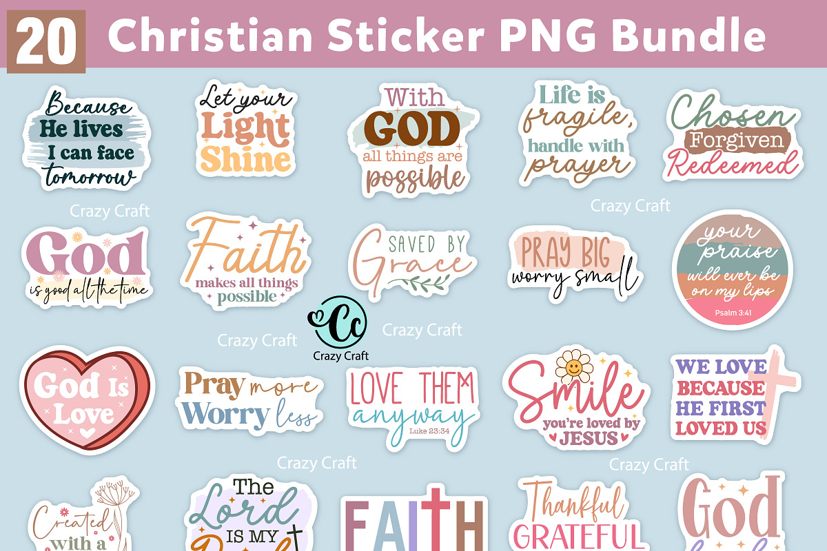 Christian Digital Stickers Svg Png, a Print Template by CrazyCraft (Photo 1 of 6)