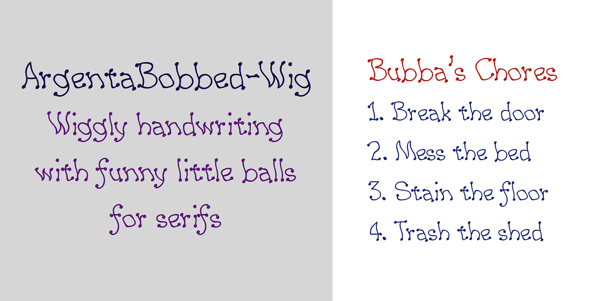 ArgentaBobbed, a Handwritten Font by Ingrimayne Type (Photo 7 of 9)