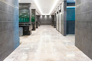 Public bathroom restroom lavatory interior, an Architecture Photo by Vapi