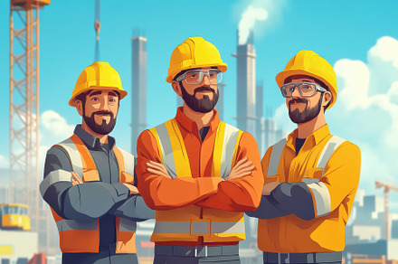 Confident Construction Workers Teamw, a Background Photo by Pixeness