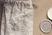 Drawstring Bag with Wax Seals Mockup, an Advertising Mockup by Custom Scene (Thumbnail 3 of 11)