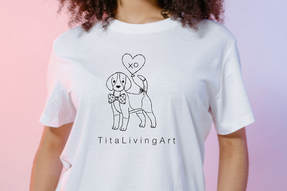 Valentine Puppy Outline Clipart, an Animal Illustration by TitaLivingArt (Photo 5 of 9)