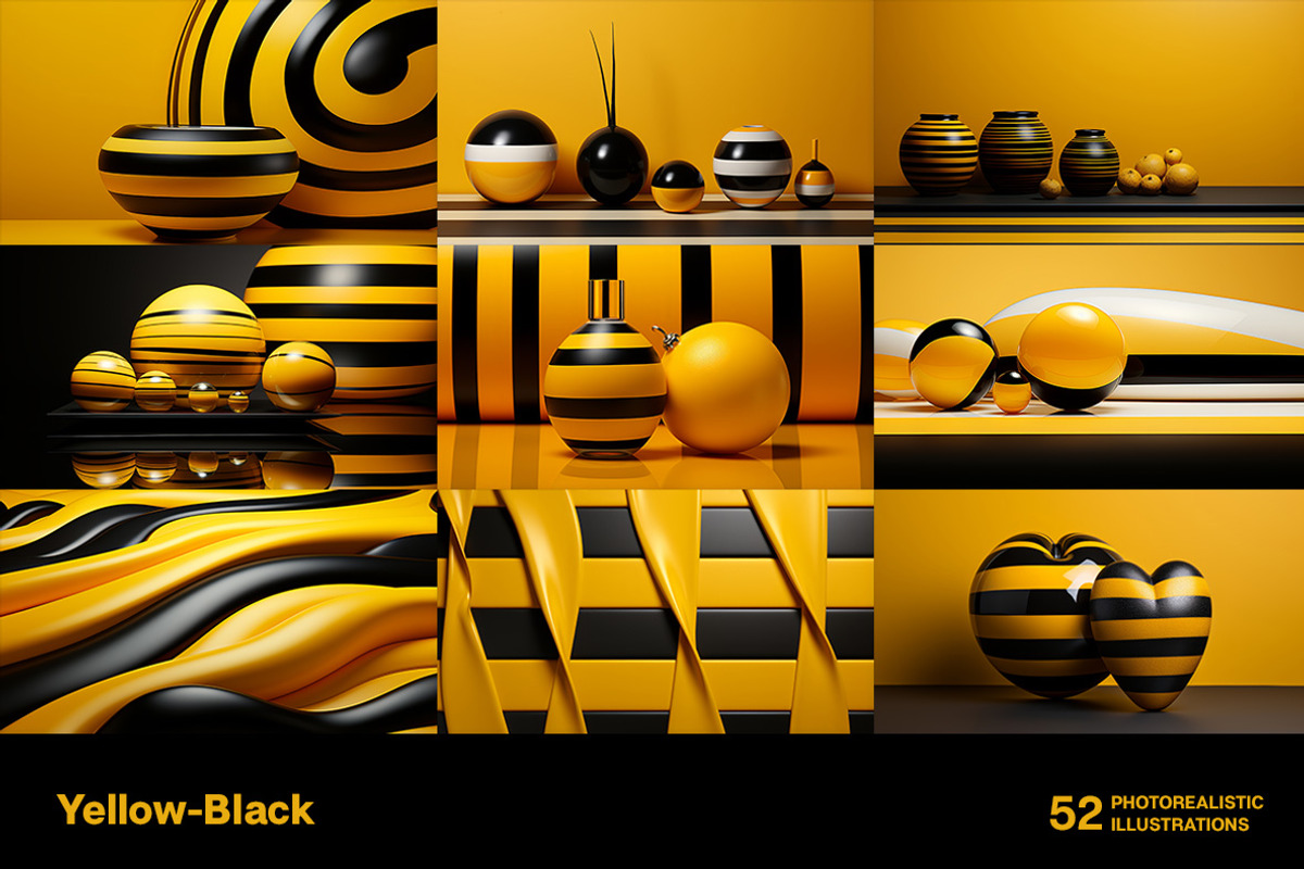Yellow and Black World - 52 images, a Decorative Illustration by Handmadefont (Photo 2 of 13)
