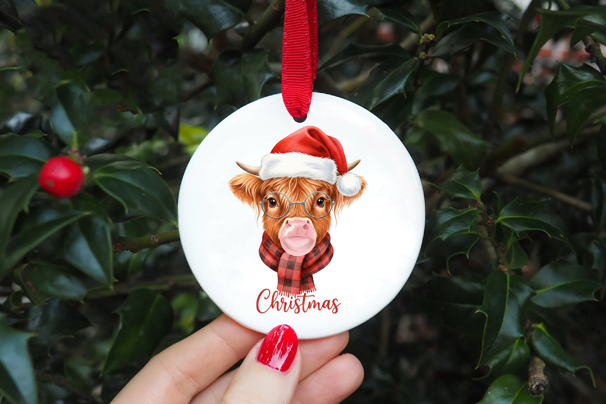Christmas Farm Highland Cow Sublimai, an Illustration by DreamArtGraphic (Photo 5 of 5)