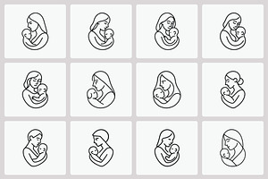 Motherhood babyline art logo bundle, a Branding & Logo Template by Vectorium Studio