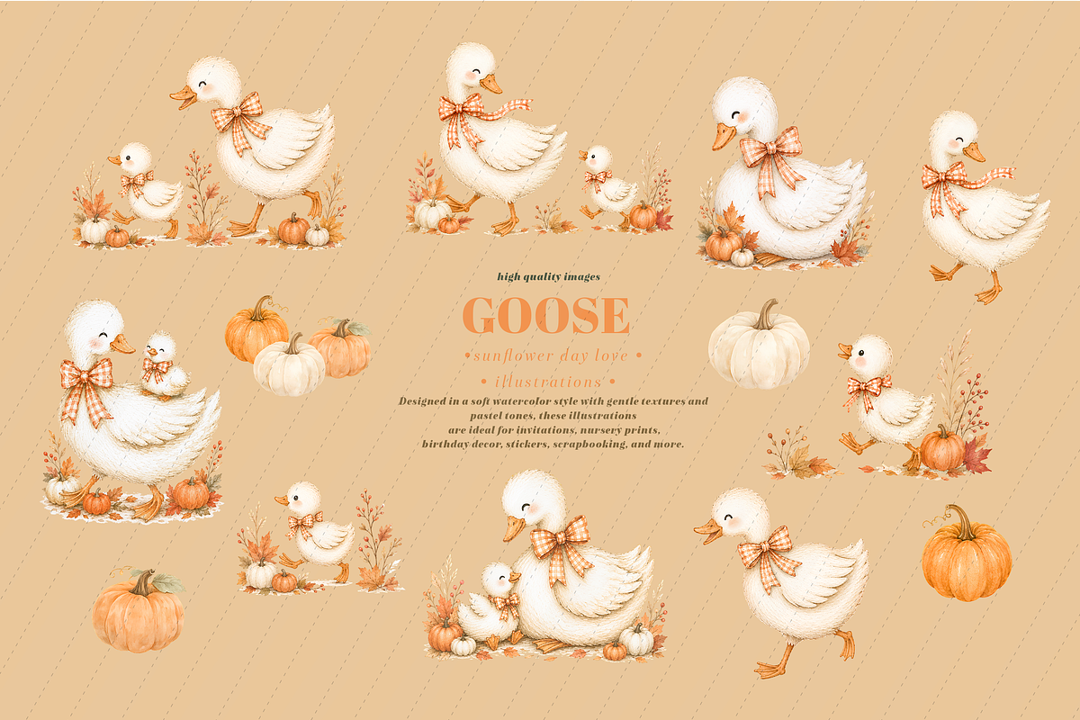 Fall Autumn Goose Pumpkin Clipart, an Animal Illustration by Sunflower Day Love (Photo 4 of 4)