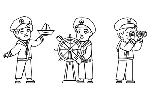 dream sailor kid boy vector, a Person Illustration by pikepicture