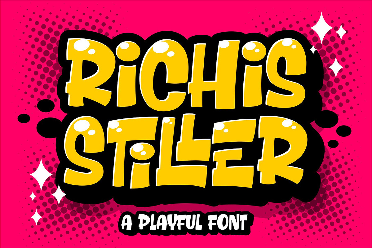 Richis Stiller - Playful Font, a Sans Serif Font by HanzelSpace Studio (Photo 1 of 10)