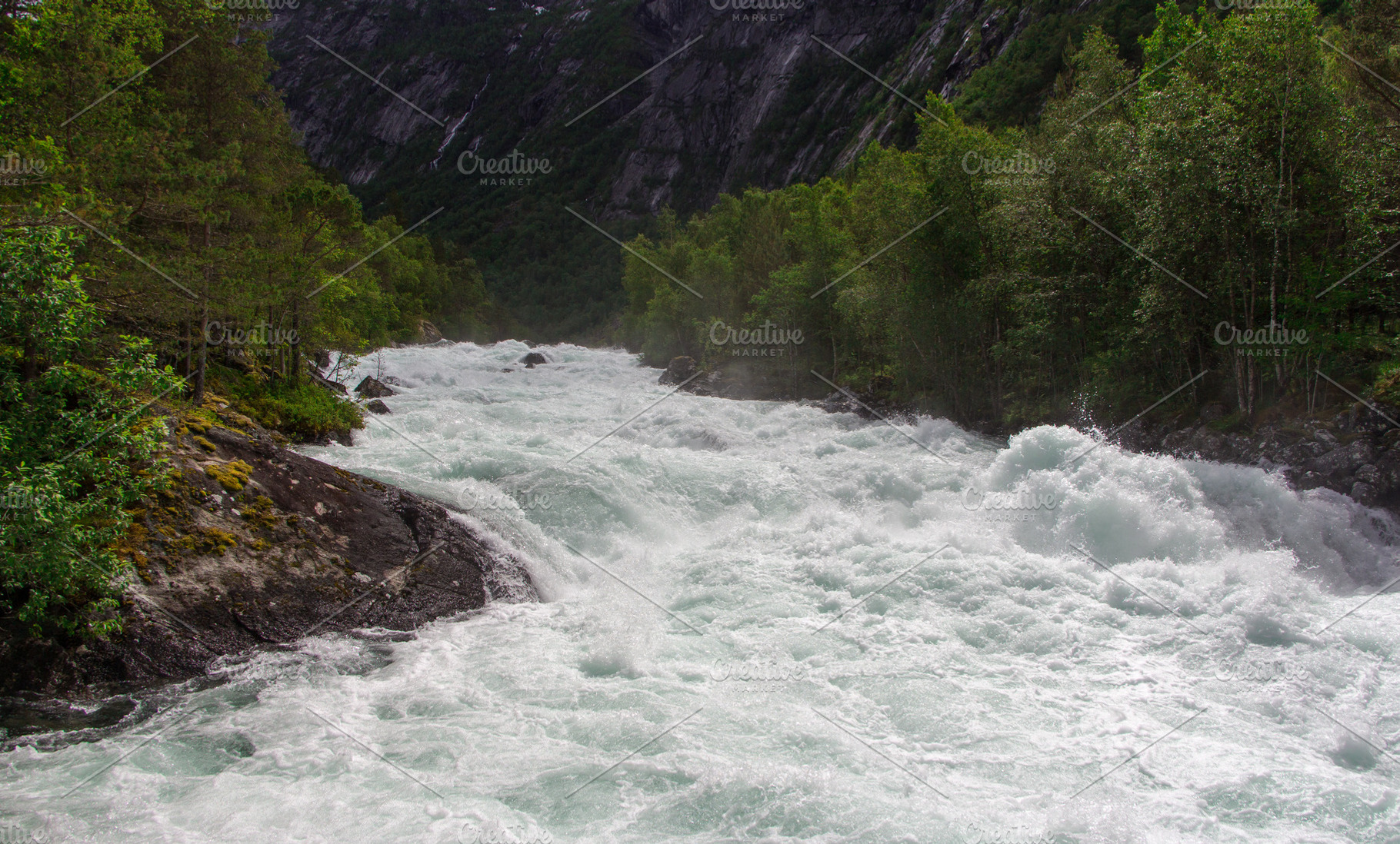 River  flowing through a forested va, a Nature Photo by Travel_photos
