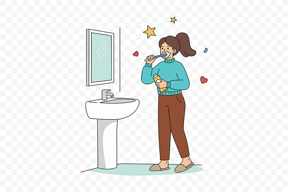 Morning Routine Brushing Teeth, a Healthcare Illustration by Partikusi Design (Photo 3 of 3)