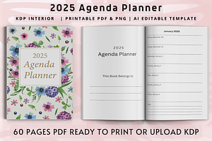 2025 Agenda Planner, a Print Template by Book2bees