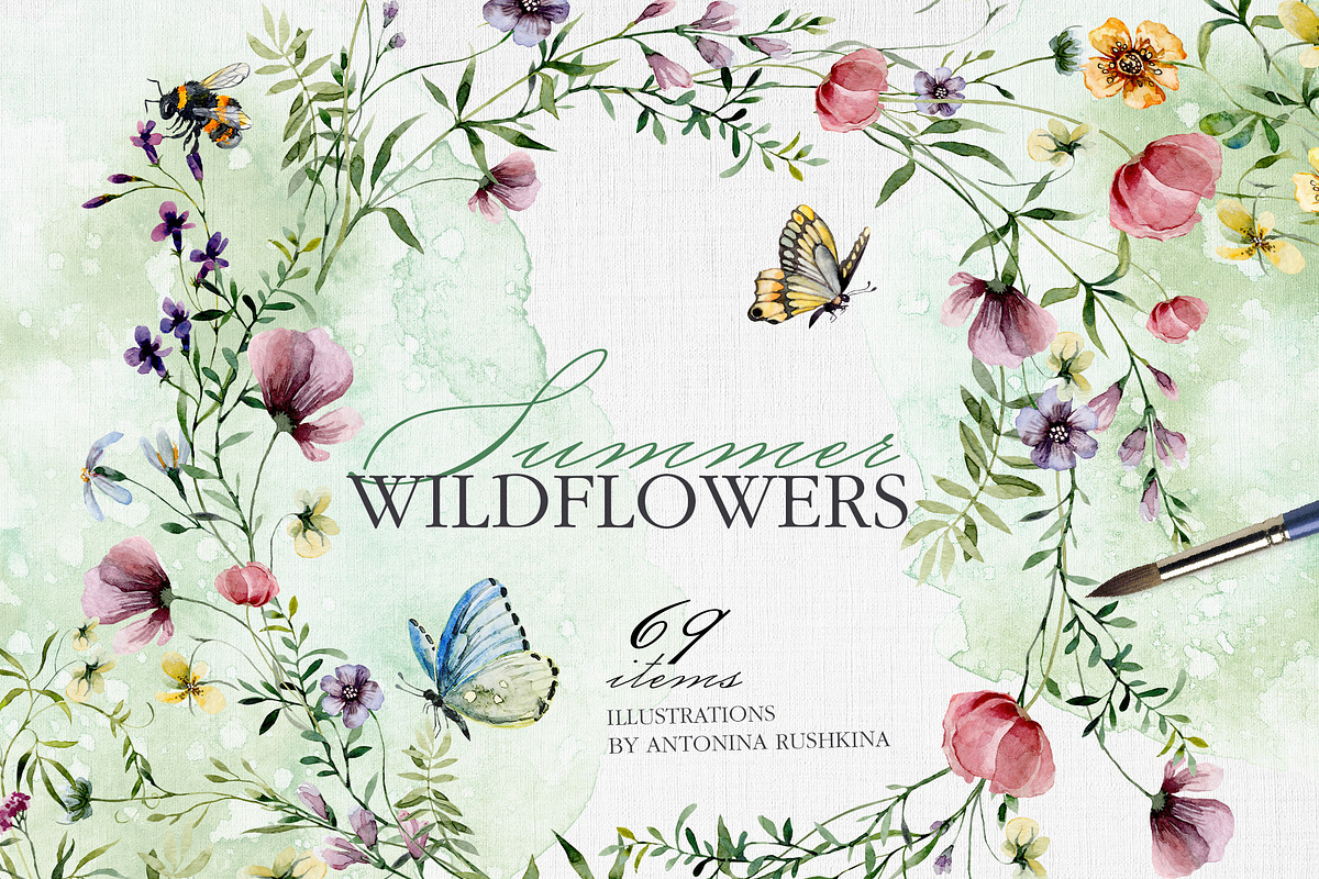 Watercolor set of wildflowers, an Illustration by RushkinaAntonina (Photo 1 of 8)