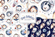 Watercolor space explorers. Kids set, an Animal Illustration by Peace ART (Thumbnail 14 of 19)