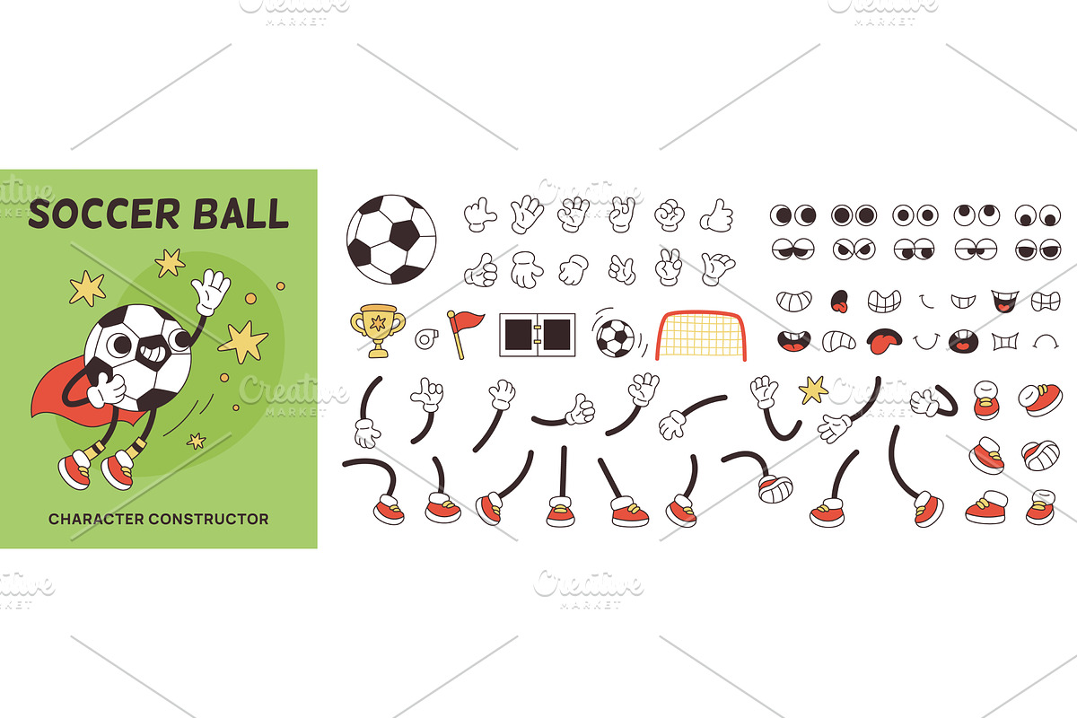 Soccer ball character constructor, a Sport Illustration by YummyBuum