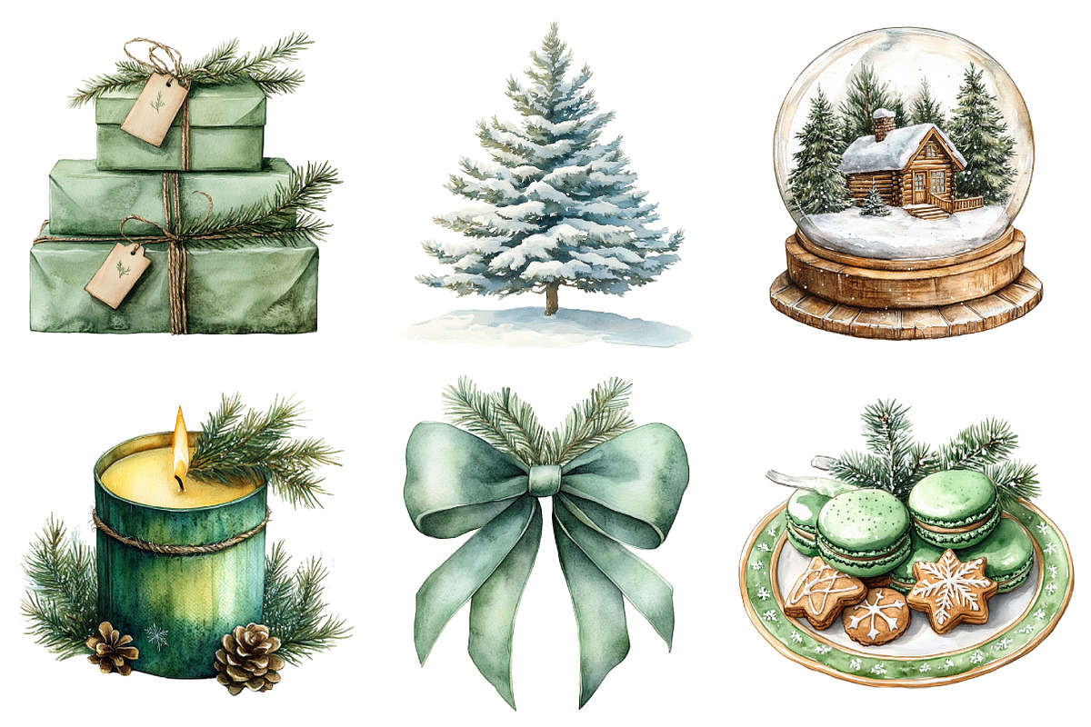 Green Winter Christmas Clipart, an Illustration by Daily.Designs (Photo 4 of 5)