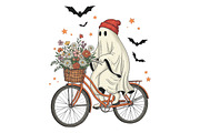 Retro Ghost Fall Autumn Halloween, an Illustration by CraftArtStudio (Thumbnail 1 of 4)