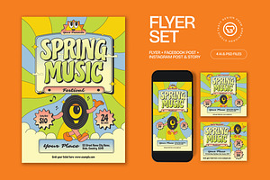 Green Spring Music Fest Flyer Set, a Flyer Template by graphicook