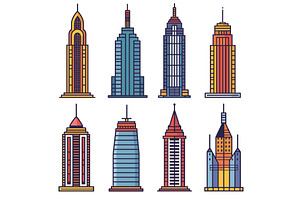 Colorful Vector Tall Buildings